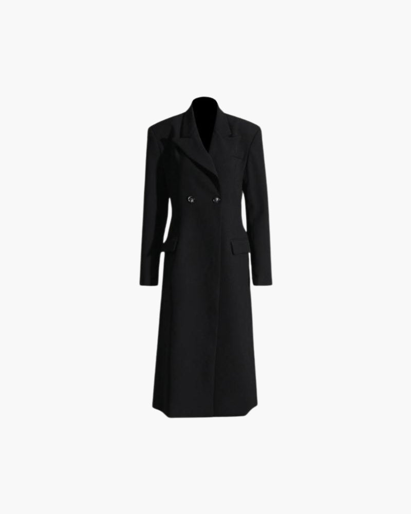 Noir Edge Tailored A-Line Maxi Coat
